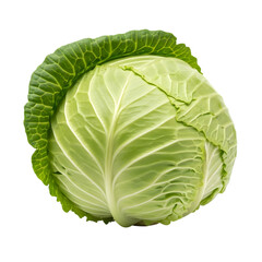 Fototapeta premium Fresh green cabbage vegetable isolated on a transparent background isolated on transparent background