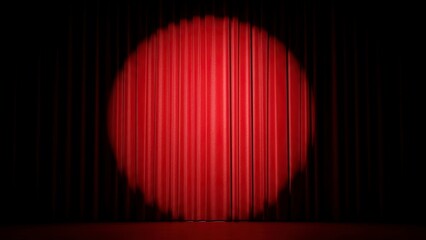 Red Stage Curtains with Spotlight.