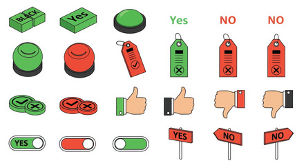 Approval and disapproval icons for business decisions
