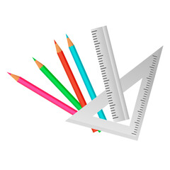 colored pencils on white background