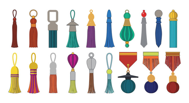 Vibrant tassel keychains in various colors and designs