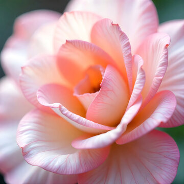 Soft Focus Macro Detail of Pink and Peach Flower Petals in Gentle Light