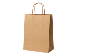 Blank Brown Kraft Paper Shopping Bag Mockup Product Shot isolated PNG with Transparent Background