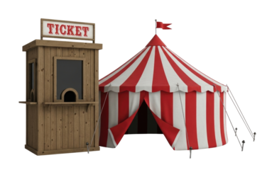 Carnival tent and ticket booth transparent background cutout png