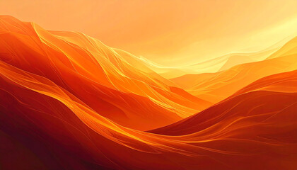 Flowing abstract desert landscape with luminous orange and yellow hues and soft light