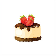 cheesecake with chocolate glaze and strawberries on top