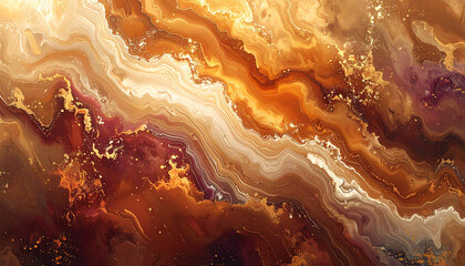 Rich Abstract Fluid Art with Deep Earth Tones and Golden Sparkles marble agate