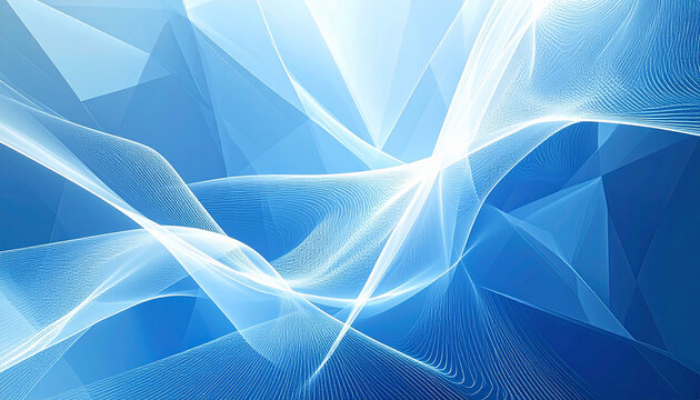 Abstract Blue Geometric Waves and Light Streaks Background image photo - Powered by Adobe