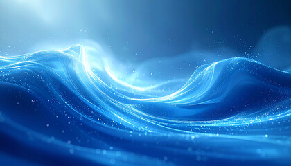 Abstract Glowing Blue Waves With Sparkling Particles And Light Rays water ocean