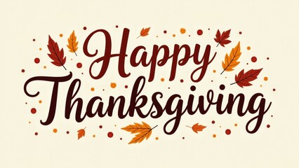 A happy Thanksgiving card with fall leaves and berries