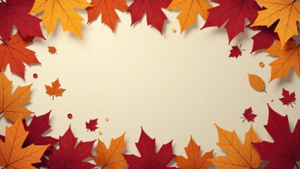 Obraz premium A decorative frame made from dried and arranged autumn leaves, perfect for fall-themed designs or seasonal decor
