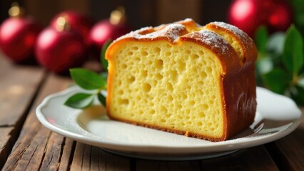A slice of cake sitting on a plate on a table