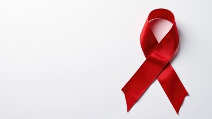 A simple red ribbon on a plain white background
