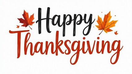 A colorful Thanksgiving card with autumn leaves and 'Happy Thanksgiving' text