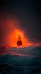 sailing through storm with glowing aura representing legendary voyage