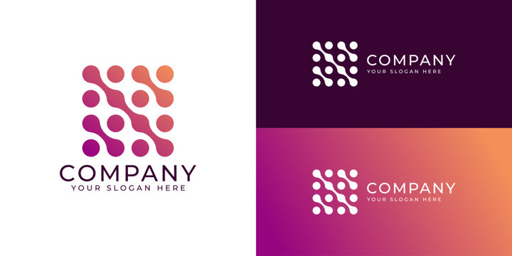 Dot Matrix Modern Tech Logo with Clean Minimal Digital Pattern Design