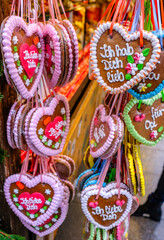 typical ginger bread heart at a kiosk