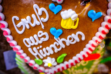 typical ginger bread heart at a kiosk