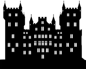 Fototapeta premium Medieval Castle Fortress Silhouette Vector Icon 