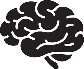 A detailed illustration of a human brain from the side silhouette