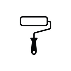 A simple black and white illustration of a paint roller tool