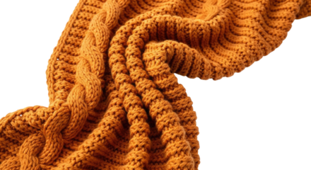 Orange knitted fabric texture transparent background cutout png