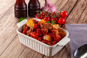 Stew Hungarian goulash with beef and vegetables