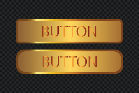 Golden web button vector set for user interface design elements