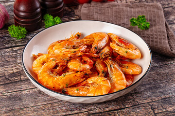 Delicous roasted tiger prawn snack