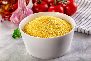 Vegan cuisine - raw dry couscous