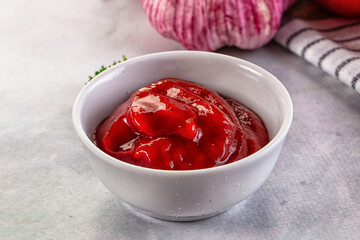 Red spicy tasty tomato ketchup