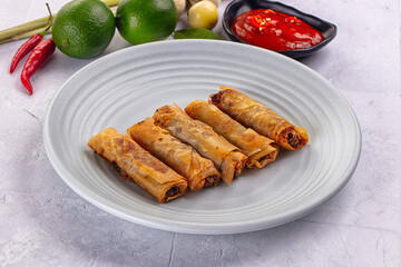 Stuffed Vietnamese Nem roll with meat