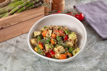 Salad with quinoa asparagus avocado
