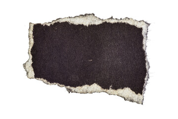 Ripped crumpled kraft black paper isolated on transparent png background,realistic black torn paper edges,old torn paper background