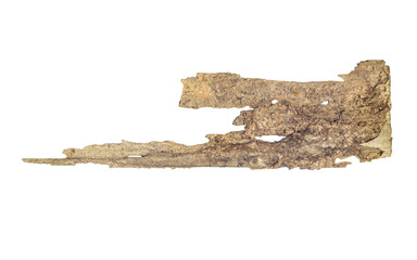 Cracked dry wood as a decorative design element. Old rotten piece of wood