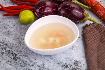 Light seafood soup with prawns