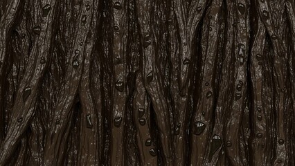 Obraz premium Dark and Textured Tree Bark Background with Knots and Grooves.