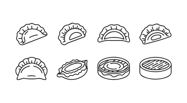 Hand drawn dumpling and dim sum icons collection delicious asian food sketches isolated elements vector