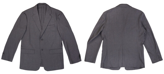 Front and back view of gray blazer