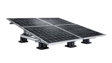 Blue solar panels on a house roof harness the sun's renewable energy for clean electricity, representing photovoltaic technology and environmental ecology
