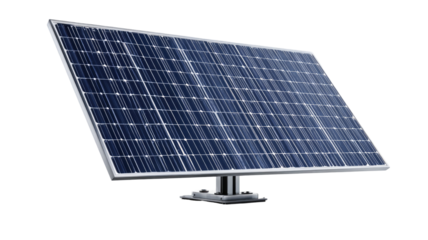 Blue solar panels on a roof generating green electricity using photovoltaic technology from the sun's clean, renewable energy