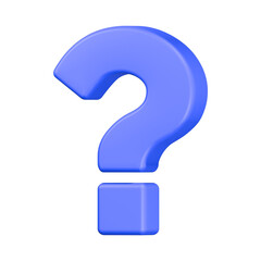 question mark 3d rendering icon blue color