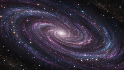 Galaxy swirls in space showing bright stars and colorful gas clouds during the night sky Generative AI