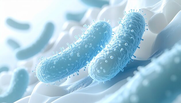 乳酸菌ビジュアル 分子構造で表現する腸内環境
バイオサイエンス 乳酸菌のミクロ構造イメージ ジェネレーティブAI