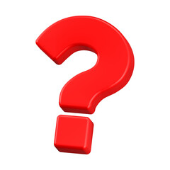 question mark 3d rendering icon red color
