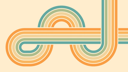 Abstract background of rainbow groovy Wavy Line design in 1970s Hippie Retro style. Vector pattern ready to use for cloth, textile, wrap and other.
