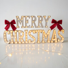 merry christmas greeting card with illuminated light