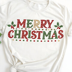 Festive red script lettering merry christmas isolated on a transparent background