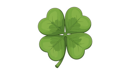 Lucky four-leaf clover illustration symbolizing good fortune and serendipity on a white background, a symbol of luck