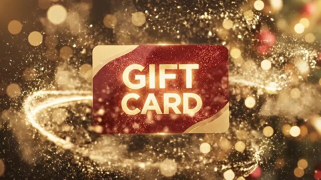 Celebration of gift card moment in video sequence.